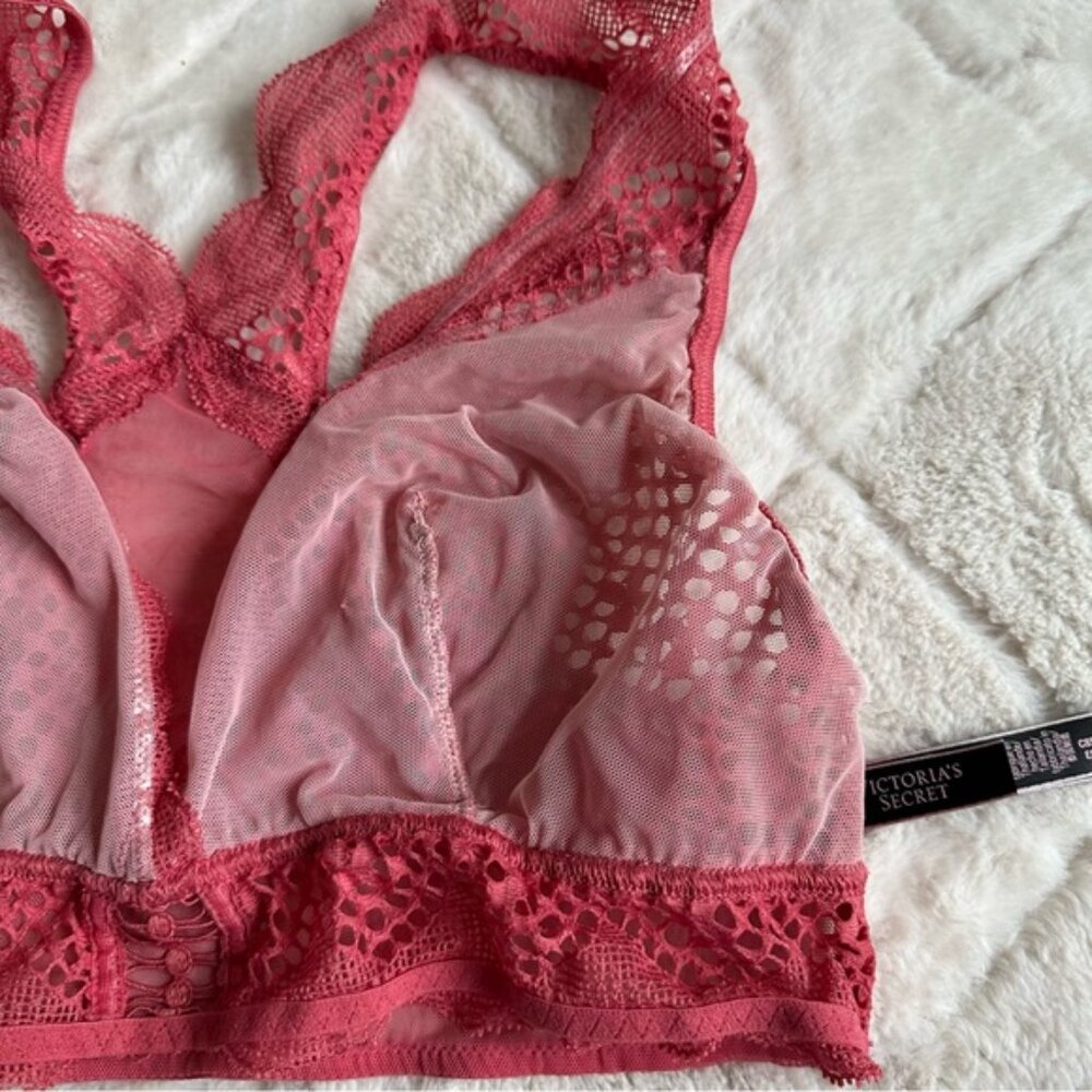 Victoria Secret | Pink Lace Mesh Very Sexy Bralette | Size Large - Picture 9 of 12